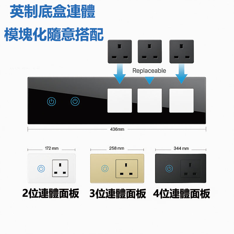 TEP智能系列開關 | Smart WiFi Touch Switch |Voice Control|Glass Touch Panel|WiFi + App + 語音控制|現代家居首選支援App遙控、語音控制 |玻璃面板 |1/2/3位可選